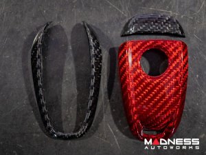 Alfa Romeo Giulia Key Fob Cover  - Carbon Fiber - Red Candy Main / Black Accents